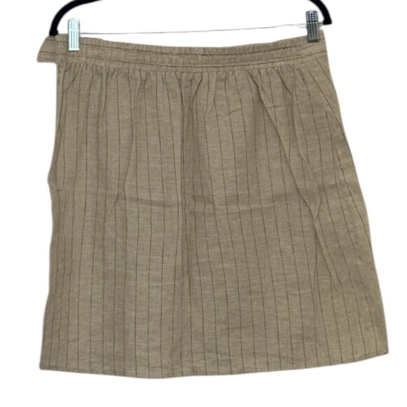 Max Studio Skirt Women's Size Large Tan Linen Cotton Mini Length Faux Wrap - Picture 2 of 10